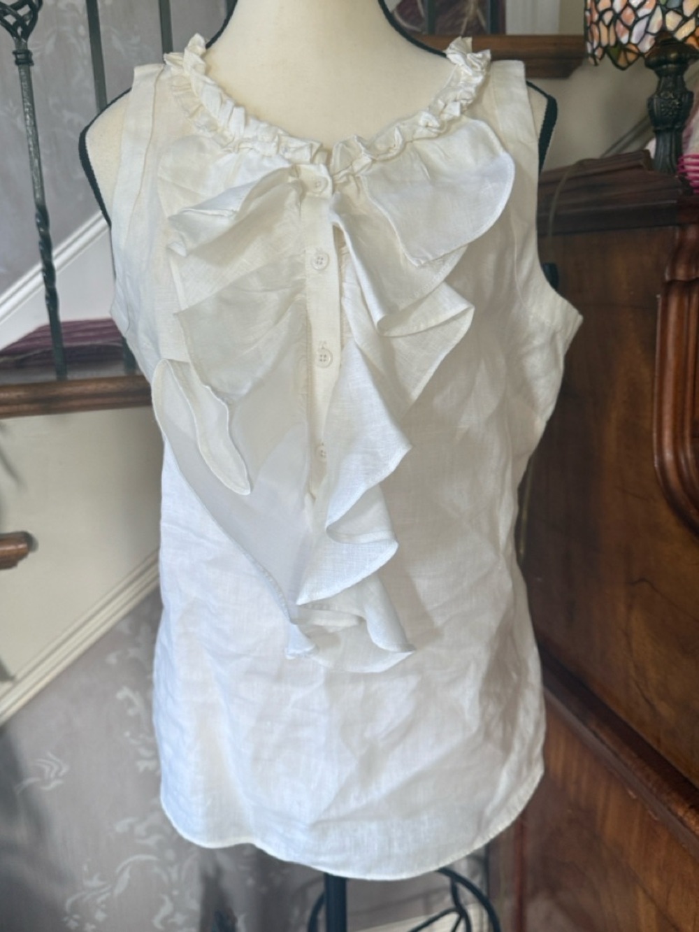 MARINA LUNA LADIES 100% linen blouse excellent condition size medium - Picture 6 of 7
